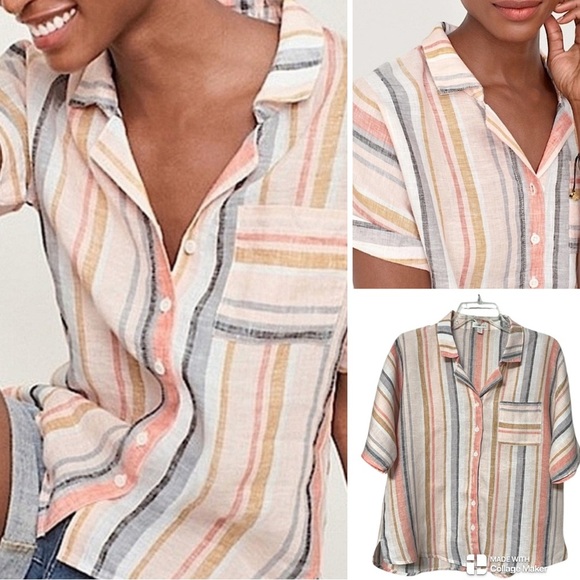 Garnet Hill 100% linen button up shirt - Picture 1 of 8